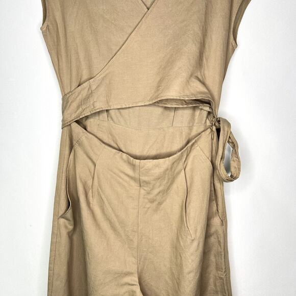 Womans Mod Ref The Hue Cut Out Wrap Tie Jumpsuit Tan Size Small - Picture 3 of 10